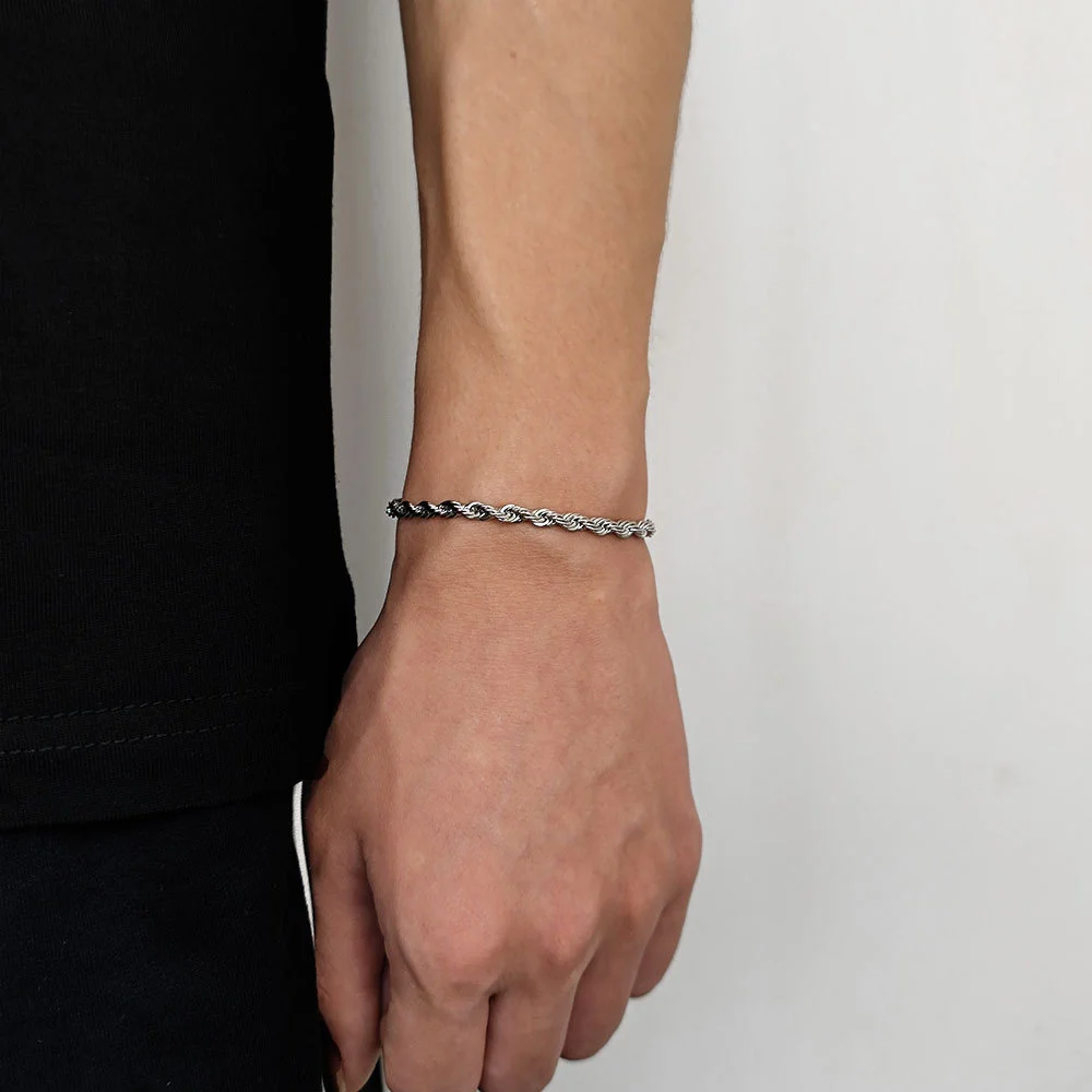 Hip Hop Stainless Steel Twist Chain Men Bracelet Retro Gold Color Fashion Bracelet For Women Trendy Jewelry Accessories