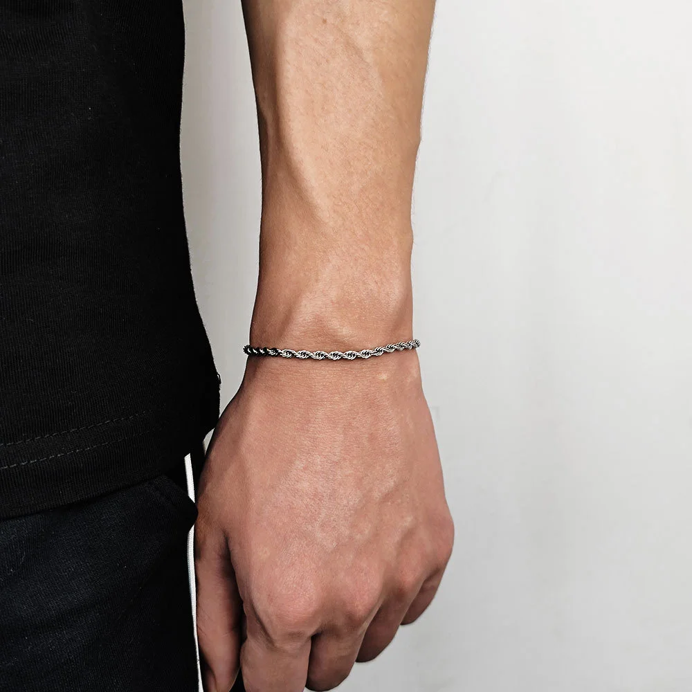 Hip Hop Stainless Steel Twist Chain Men Bracelet Retro Gold Color Fashion Bracelet For Women Trendy Jewelry Accessories
