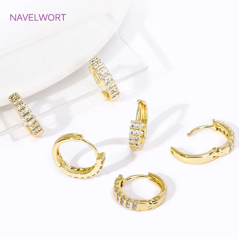 Trendy 18K Gold Plated Brass Geometric Hoop Earring Inlaid Zircon Twist Round Earring,Jewelry Party Gifts For Women Wholesale