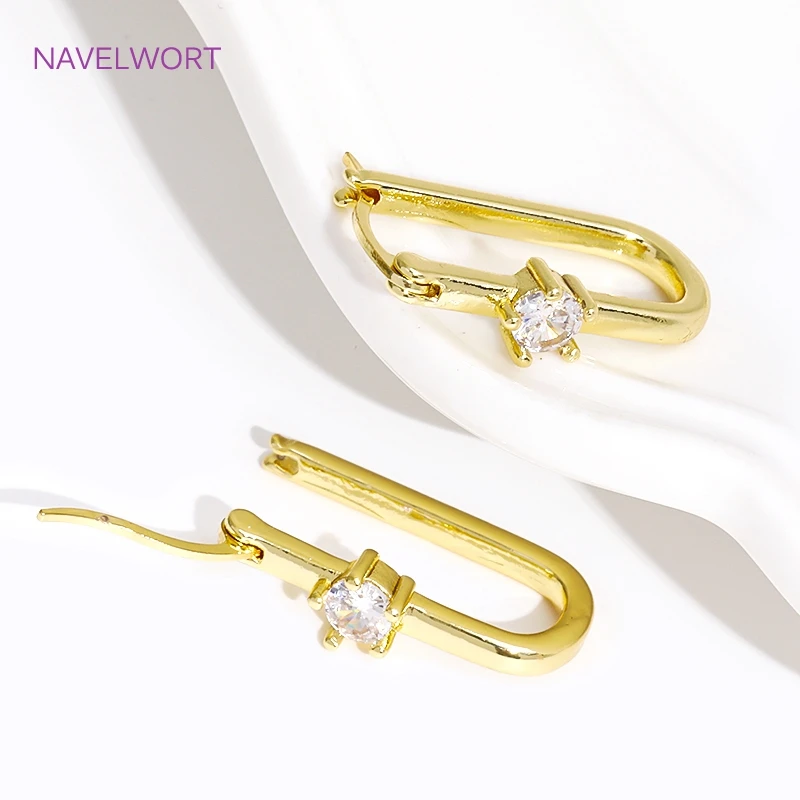 Trendy 18K Gold Plated Brass Geometric Hoop Earring Inlaid Zircon Twist Round Earring,Jewelry Party Gifts For Women Wholesale