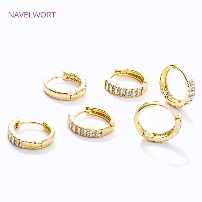 Trendy 18K Gold Plated Brass Geometric Hoop Earring Inlaid Zircon Twist Round Earring,Jewelry Party Gifts For Women Wholesale