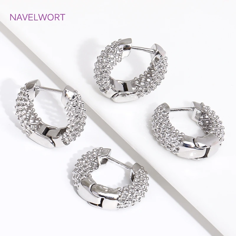 Trendy 18K Gold Plated Brass Geometric Hoop Earring Inlaid Zircon Twist Round Earring,Jewelry Party Gifts For Women Wholesale
