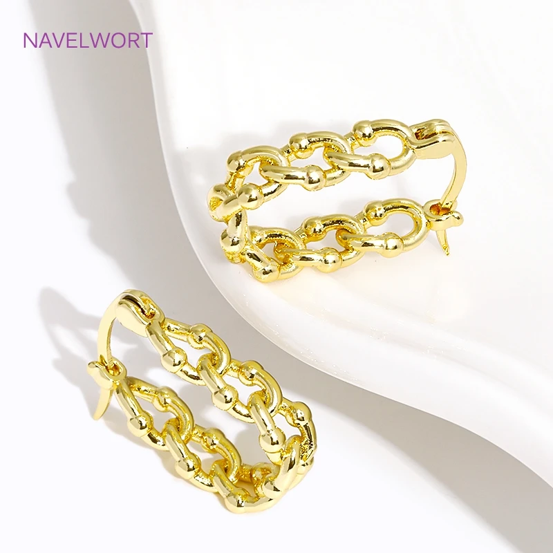 Trendy 18K Gold Plated Brass Geometric Hoop Earring Inlaid Zircon Twist Round Earring,Jewelry Party Gifts For Women Wholesale