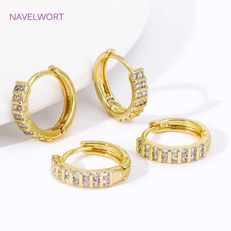Trendy 18K Gold Plated Brass Geometric Hoop Earring Inlaid Zircon Twist Round Earring,Jewelry Party Gifts For Women Wholesale