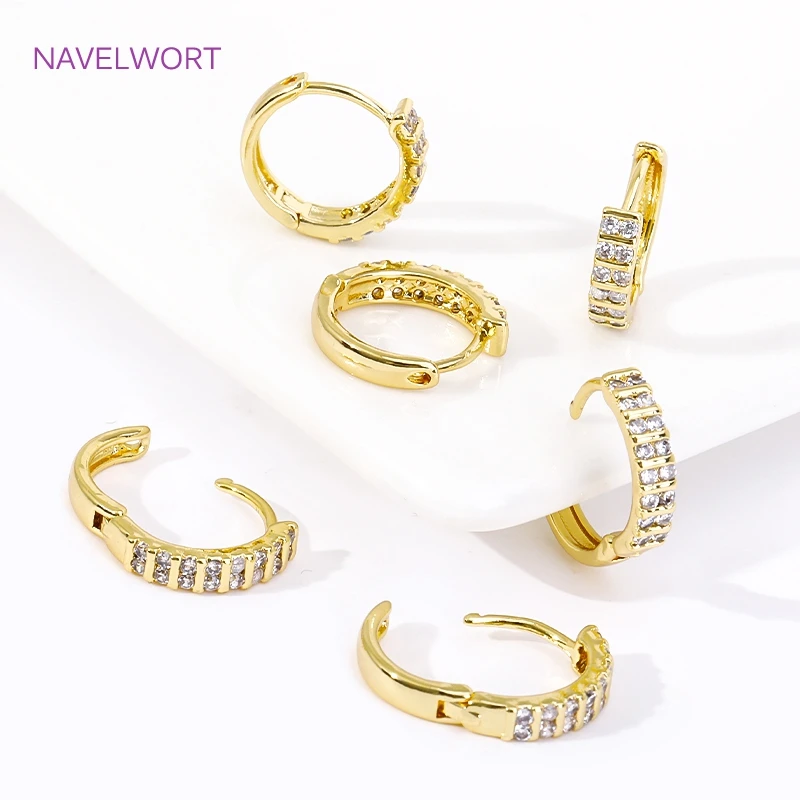 Trendy 18K Gold Plated Brass Geometric Hoop Earring Inlaid Zircon Twist Round Earring,Jewelry Party Gifts For Women Wholesale