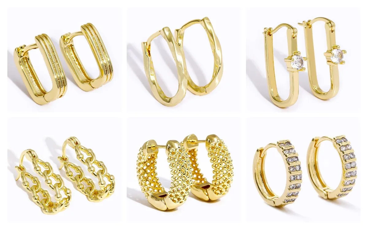 Trendy 18K Gold Plated Brass Geometric Hoop Earring Inlaid Zircon Twist Round Earring,Jewelry Party Gifts For Women Wholesale