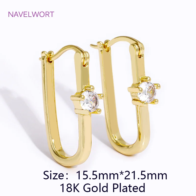Trendy 18K Gold Plated Brass Geometric Hoop Earring Inlaid Zircon Twist Round Earring,Jewelry Party Gifts For Women Wholesale