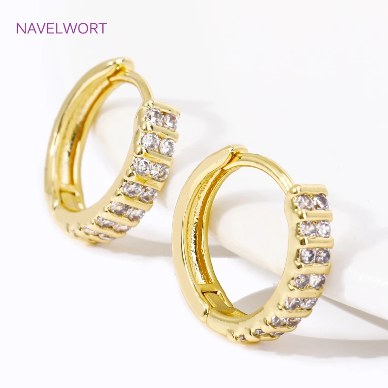 Trendy 18K Gold Plated Brass Geometric Hoop Earring Inlaid Zircon Twist Round Earring,Jewelry Party Gifts For Women Wholesale