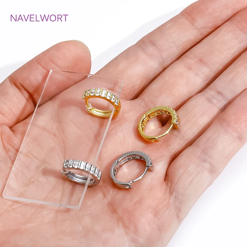 Trendy 18K Gold Plated Brass Geometric Hoop Earring Inlaid Zircon Twist Round Earring,Jewelry Party Gifts For Women Wholesale