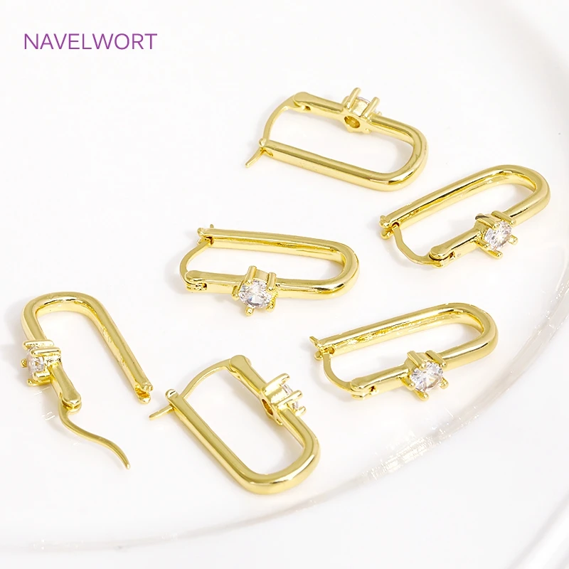 Trendy 18K Gold Plated Brass Geometric Hoop Earring Inlaid Zircon Twist Round Earring,Jewelry Party Gifts For Women Wholesale