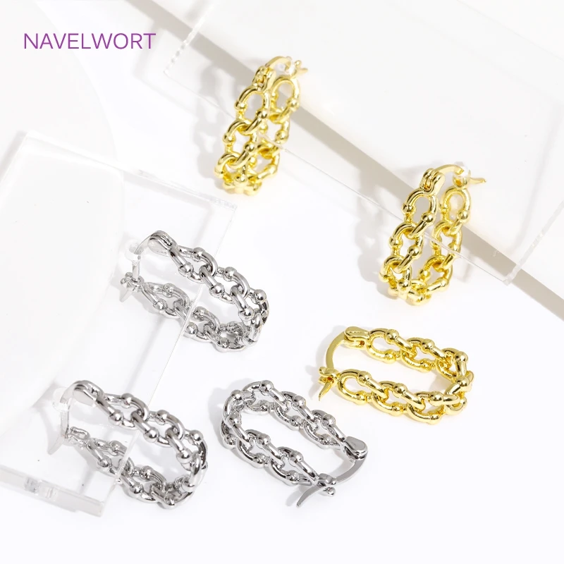 Trendy 18K Gold Plated Brass Geometric Hoop Earring Inlaid Zircon Twist Round Earring,Jewelry Party Gifts For Women Wholesale