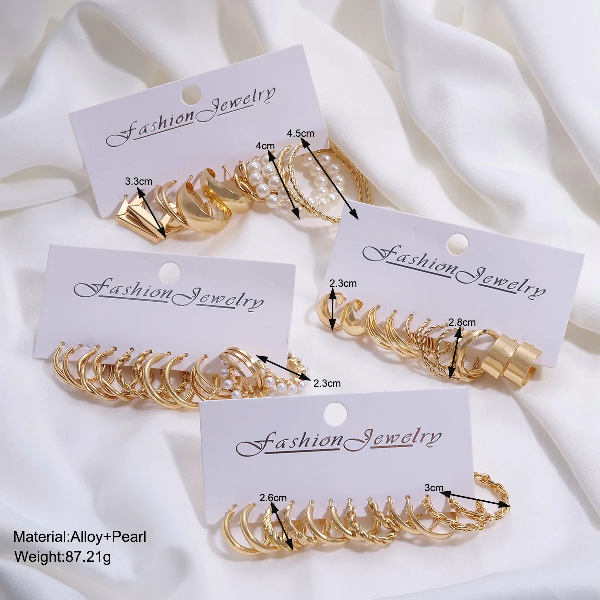New 24 Pairs Earrings Set for Women Gold Color Bohemia Vintage Pearl Circle Geometric Hoop Earring Trendy Luxury Jewelry Gifts