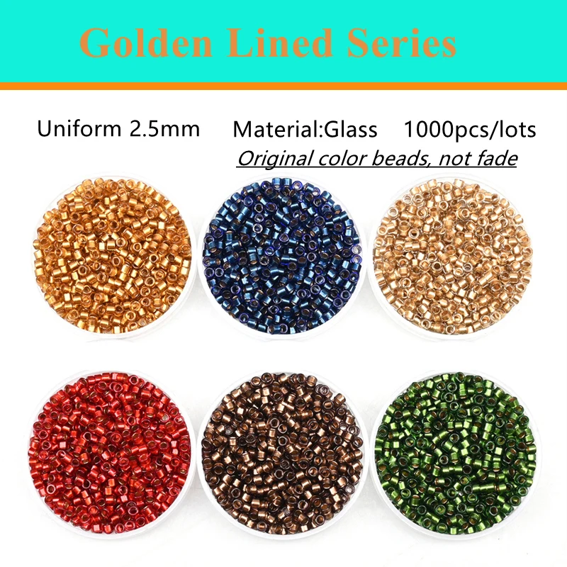 Gold Colour Inside Cylindrical Beads Japan Orignal Colors Glass Beads Bracelets Necklace Ring Making Small Beads For DIY