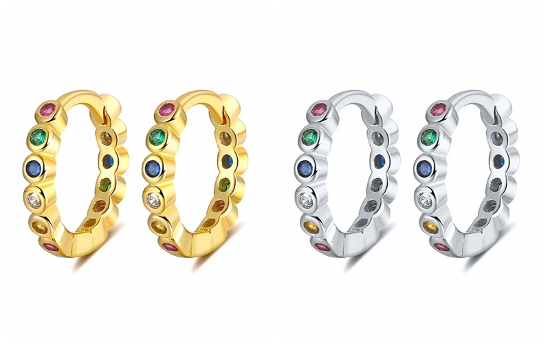 925 Sterling Silver Ear Needle Fashion Hoop Earrings Colorful Crystal Pendants Gold Earring Premium Luxury Women's Jewelry Gift
