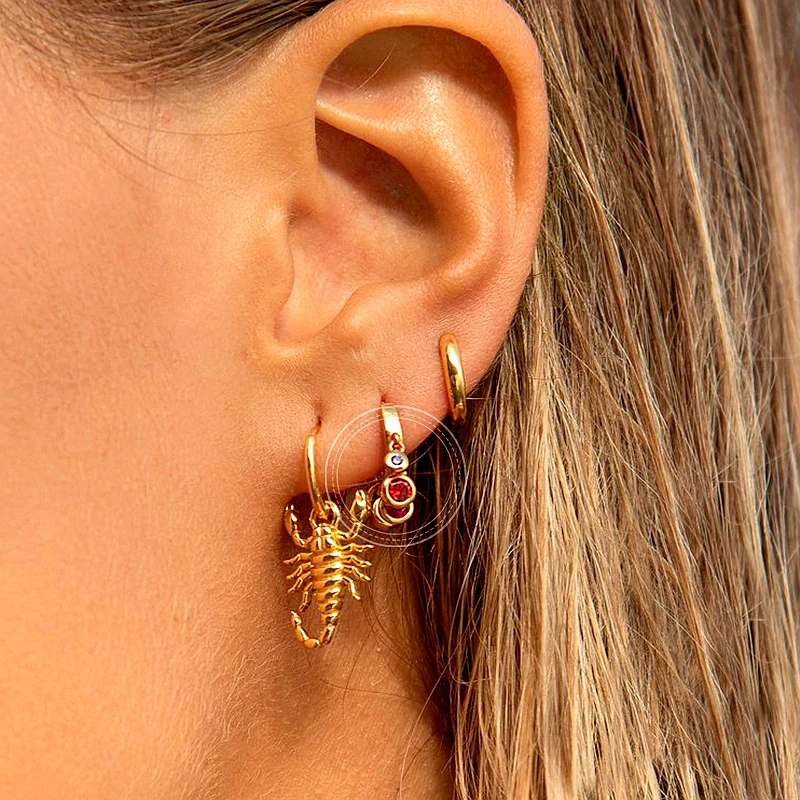 925 Sterling Silver Ear Needle Fashion Hoop Earrings Colorful Crystal Pendants Gold Earring Premium Luxury Women's Jewelry Gift
