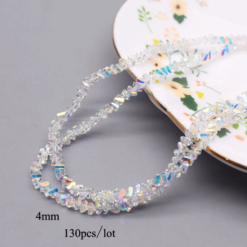 4mm 130pcs High Quality Triangle Crystal Glass Beads Shiny Color Loose Beads For Jewelry Making DIY Earring Necklace