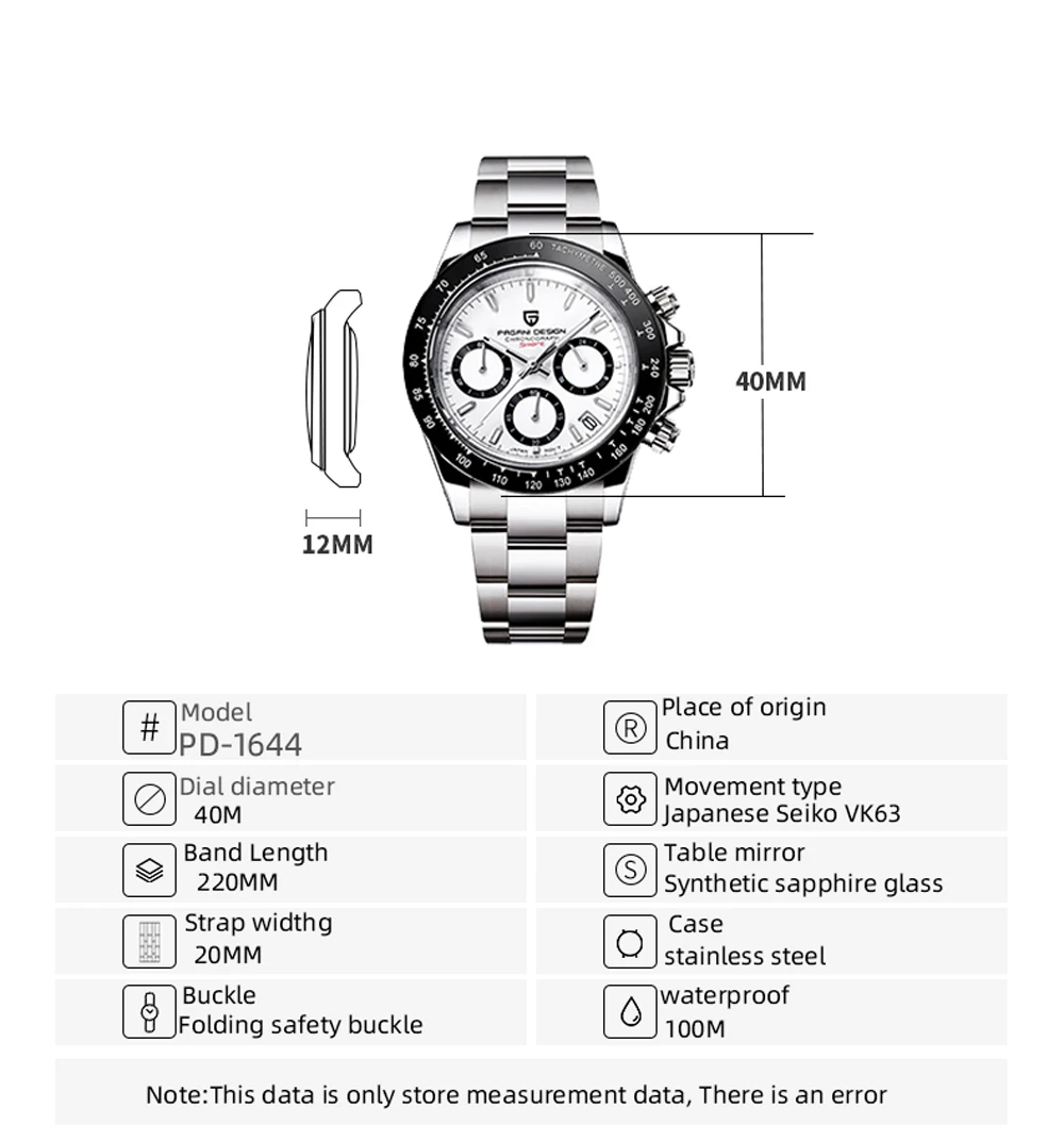 PAGANI DESIGN 2026 New Men's Watches Luxury Rose Gold Quartz Watch For Men 100M Waterproof Sports Chronograph Wristwatch Men