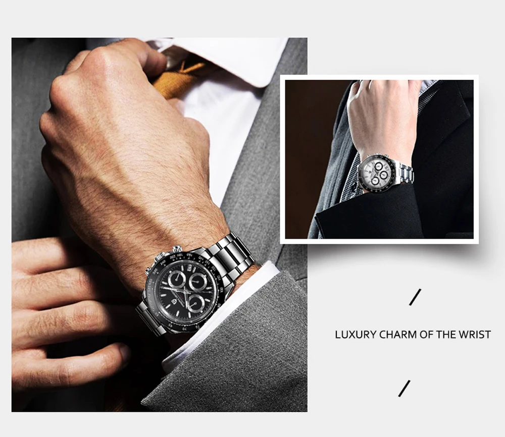 PAGANI DESIGN 2026 New Men's Watches Luxury Rose Gold Quartz Watch For Men 100M Waterproof Sports Chronograph Wristwatch Men