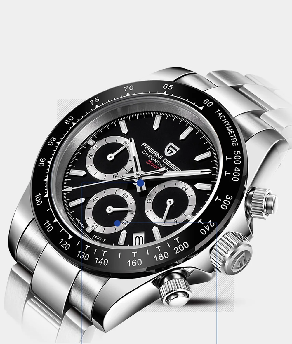 PAGANI DESIGN 2026 New Men's Watches Luxury Rose Gold Quartz Watch For Men 100M Waterproof Sports Chronograph Wristwatch Men