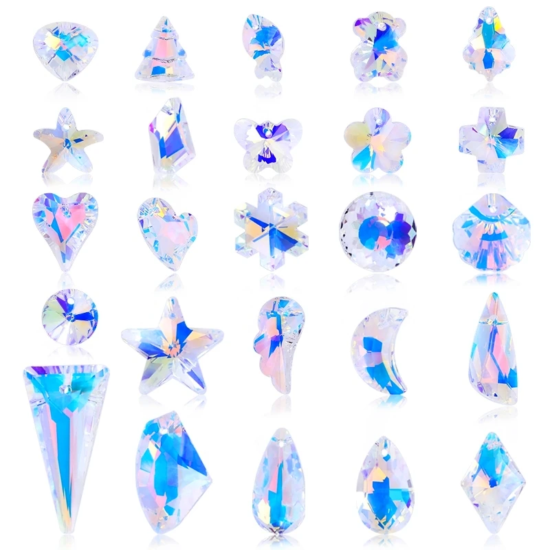 AB Color Crystal Pendant Beads Charms Multi -shape Glass Beads Jewelry Gems Stones for Jewelry Making Supplies DIY Earrings