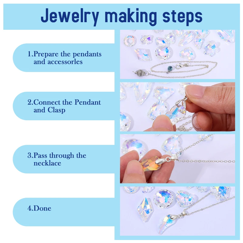 AB Color Crystal Pendant Beads Charms Multi -shape Glass Beads Jewelry Gems Stones for Jewelry Making Supplies DIY Earrings