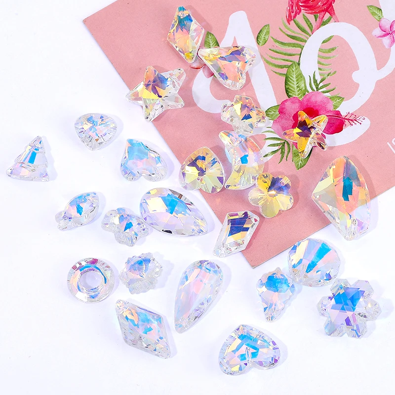 AB Color Crystal Pendant Beads Charms Multi -shape Glass Beads Jewelry Gems Stones for Jewelry Making Supplies DIY Earrings