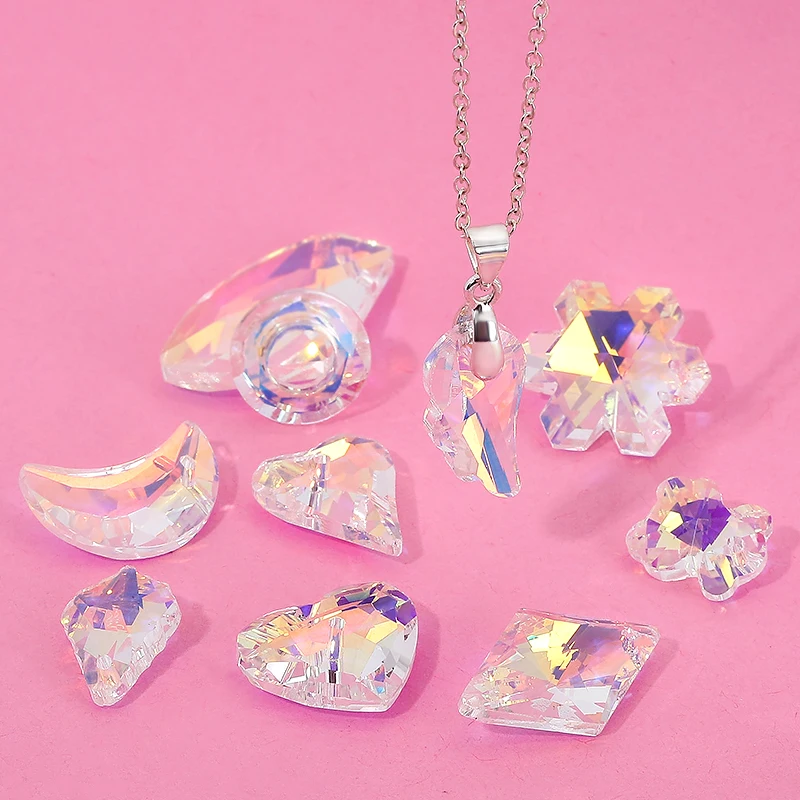 AB Color Crystal Pendant Beads Charms Multi -shape Glass Beads Jewelry Gems Stones for Jewelry Making Supplies DIY Earrings