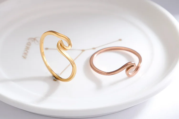 316L Stainless Steel Wave Rings For Women Men New Simple Design Sea Wave Shape Ring Size 5-10 Surf Wavy Jewelry