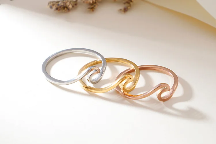316L Stainless Steel Wave Rings For Women Men New Simple Design Sea Wave Shape Ring Size 5-10 Surf Wavy Jewelry