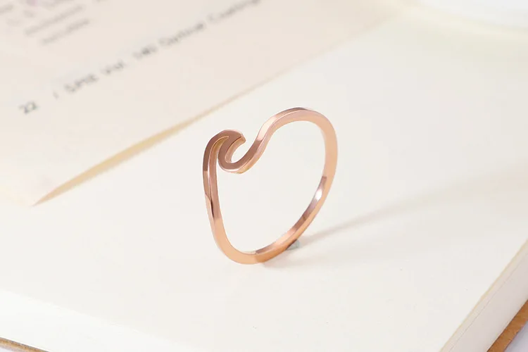 316L Stainless Steel Wave Rings For Women Men New Simple Design Sea Wave Shape Ring Size 5-10 Surf Wavy Jewelry