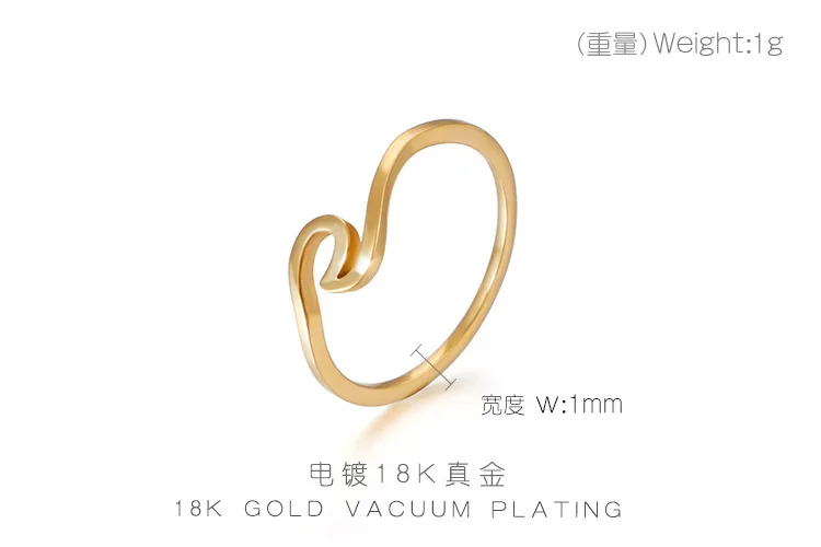 316L Stainless Steel Wave Rings For Women Men New Simple Design Sea Wave Shape Ring Size 5-10 Surf Wavy Jewelry
