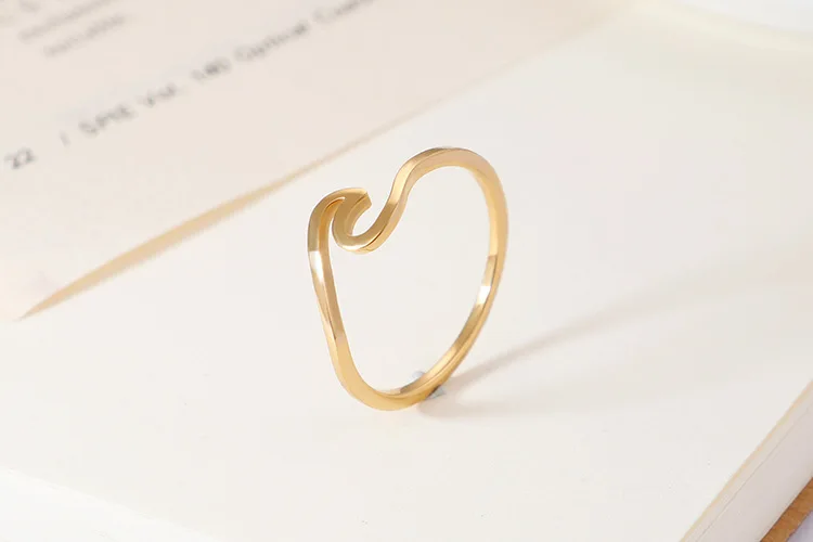 316L Stainless Steel Wave Rings For Women Men New Simple Design Sea Wave Shape Ring Size 5-10 Surf Wavy Jewelry