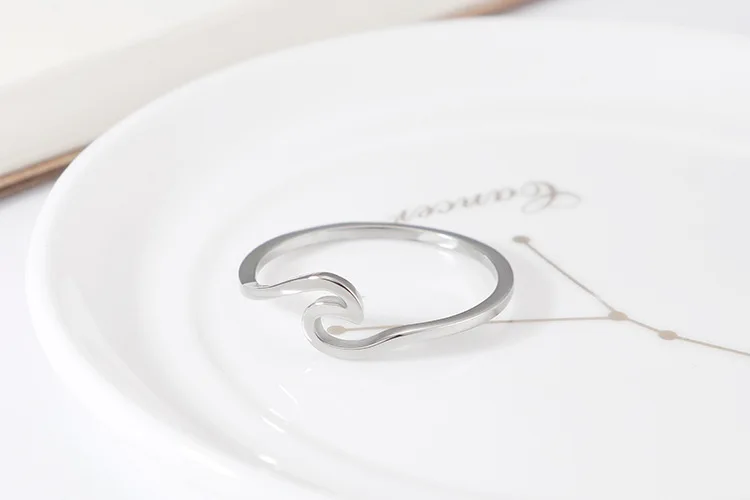 316L Stainless Steel Wave Rings For Women Men New Simple Design Sea Wave Shape Ring Size 5-10 Surf Wavy Jewelry