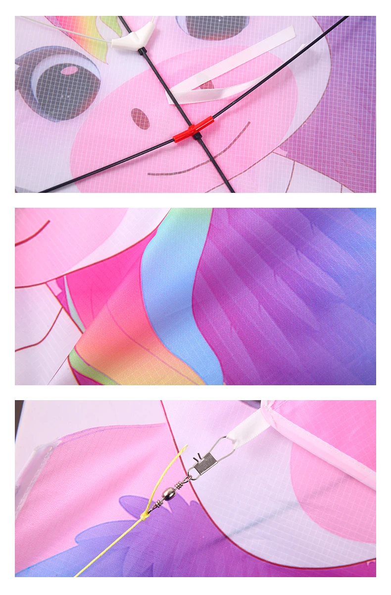 Yongjian Pink Unicorn Kite, a small kite ideal for beginners, easy to fly, comes with a 50-meter kite line