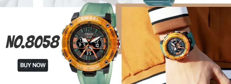 SMAEL Military Digital Watch LED Sports Wristwatches 50m Waterproof LED Stopwatch 8050 Army Watches Digital Big Dail Clock Alarm