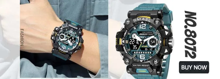 SMAEL Military Digital Watch LED Sports Wristwatches 50m Waterproof LED Stopwatch 8050 Army Watches Digital Big Dail Clock Alarm