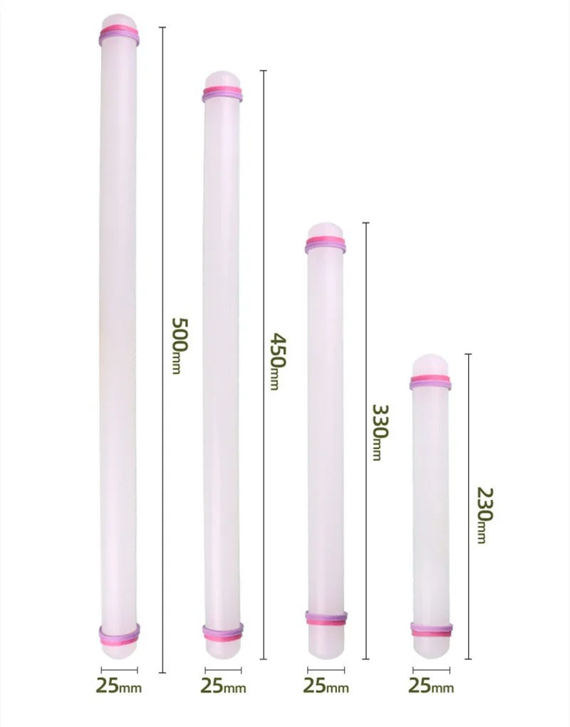 23/33/45/50cm Plastic Rolling Pin Kitchen Cake Baking Tool PP Non Stick Surface Stick Circled Household Sugar Dough Rolling Mach