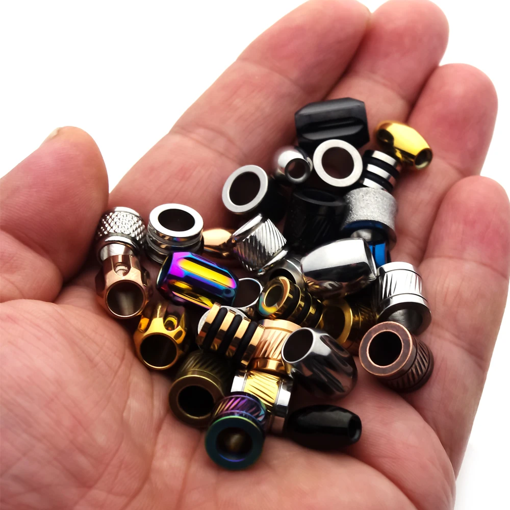 4-10pcs Stainless Steel Big Hole Beads Loose Spacer Beads For Diy Bracelets Jewelry Making Paracord Knife Lanyard Accessories