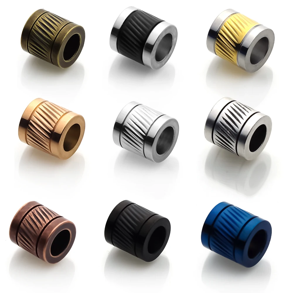 4-10pcs Stainless Steel Big Hole Beads Loose Spacer Beads For Diy Bracelets Jewelry Making Paracord Knife Lanyard Accessories