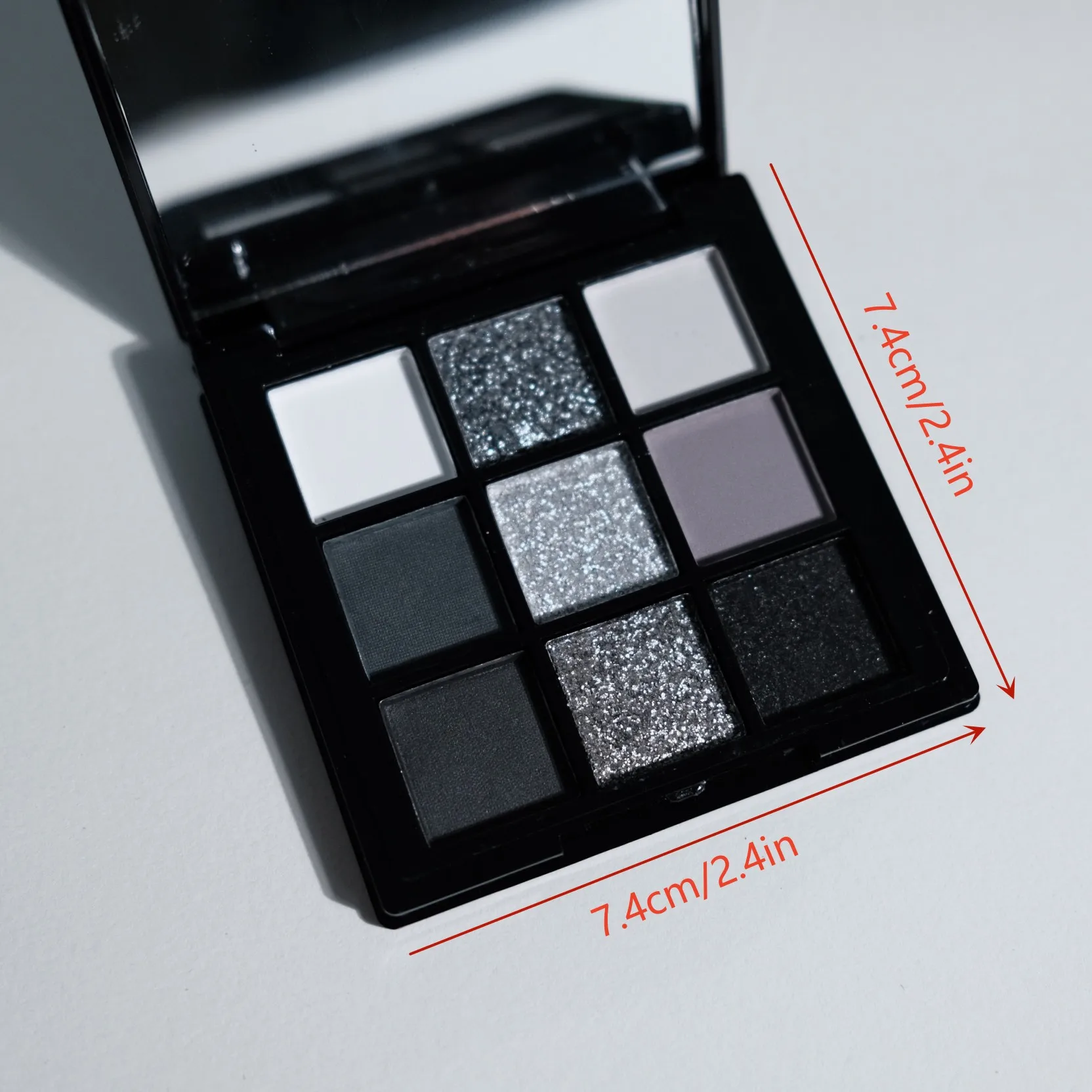9 Colors Eye Shadow Palette, Dark Black Grey Silvery Color Shimmer Matte Finish Smokey Style Stage Party Performance Makeup
