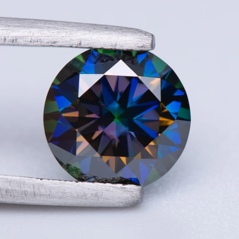 Moissanite Stone Round Cut Rainbow Purple Color DIY Charms Jewelry Making Ring Necklace Earrings Main Materials Certificate