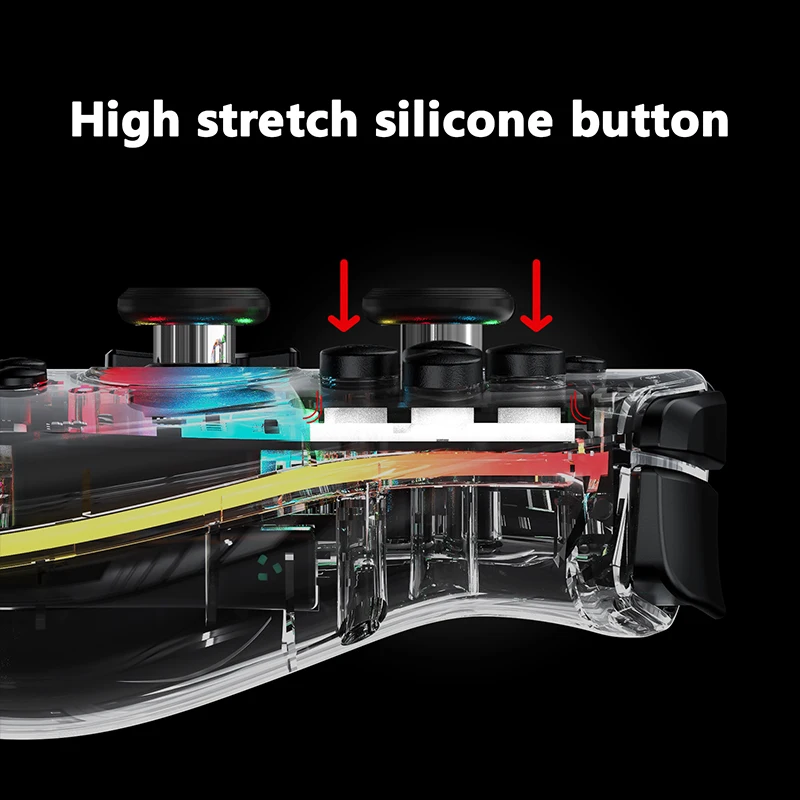 LinYuvo KS40 Transparent Style Wireless Handle for Switch Lite/OLED with 8 LED Lights,Turbo Function,Dual Vibration & Macro Keys