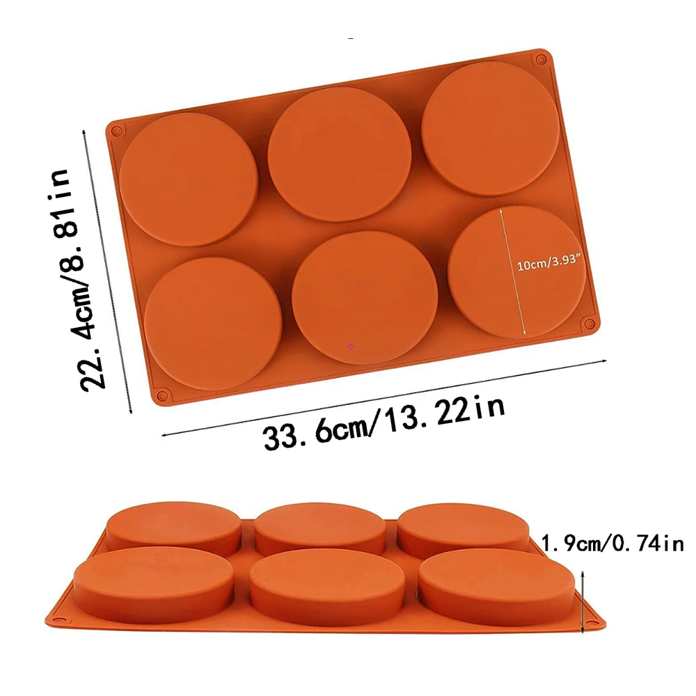 6 Holes Round Silicone Mold Cake Pastry Baking Molds Jelly Pudding Soap Form Ice Cake Decoration Tool Disc Bread Biscuit Mould