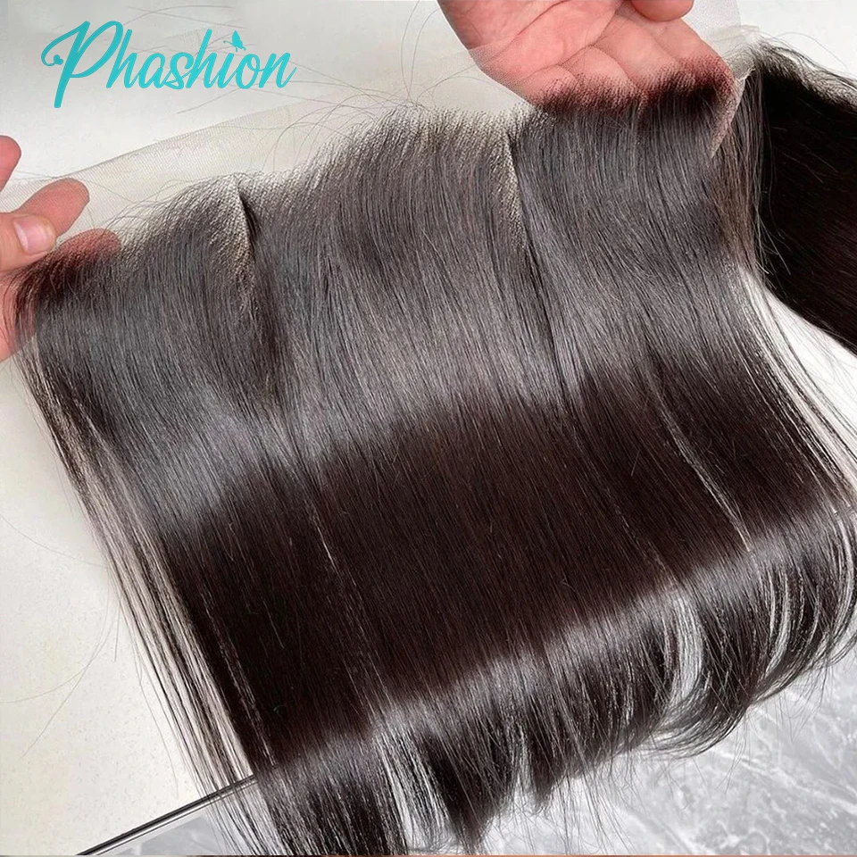 Phashion Ear to Ear 13X4 Lace Frontal Straight 4x4 5X5 Closure Only Body Wave Pre Plucked Swiss Transparent 100% Remy Human Hair