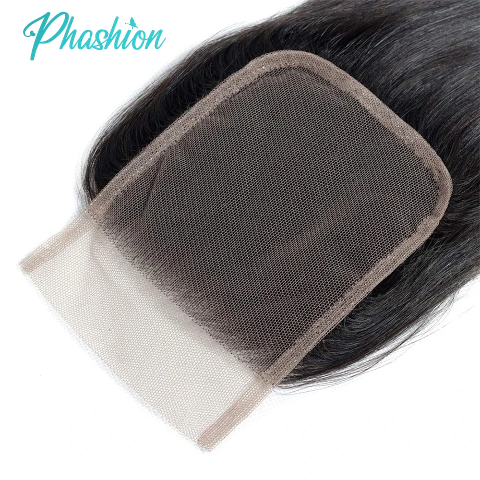 Phashion Ear to Ear 13X4 Lace Frontal Straight 4x4 5X5 Closure Only Body Wave Pre Plucked Swiss Transparent 100% Remy Human Hair