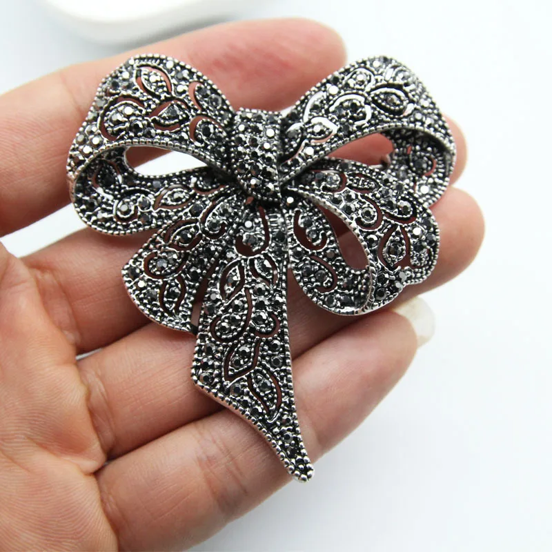 Luxury Crystal Bow Ribbon Brooches For Women Men Fashion Bowknot Pins Jewelry