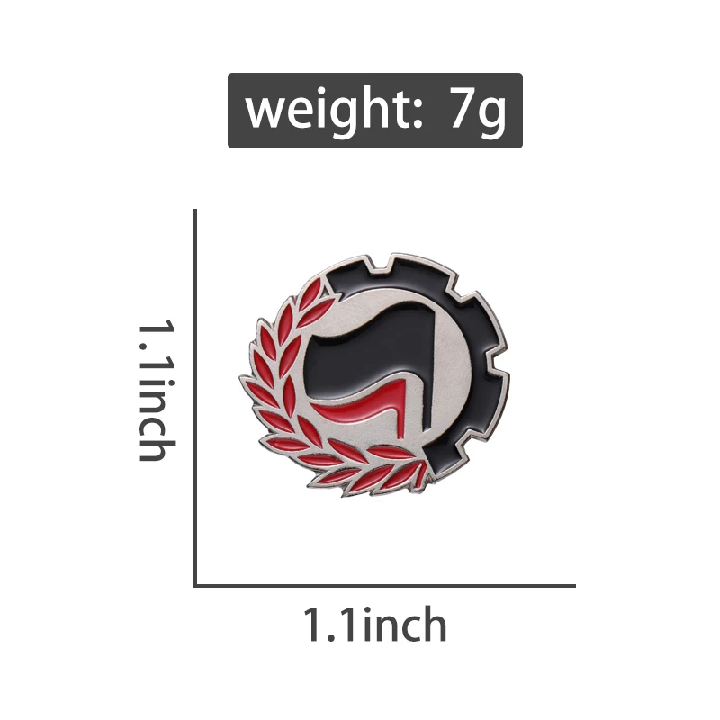 Antifascista Enamel Pins Theory Of Power Black Red Flag Logo Brooches Lapel Badges Pray For Peace Jewelry Gift For World Friends