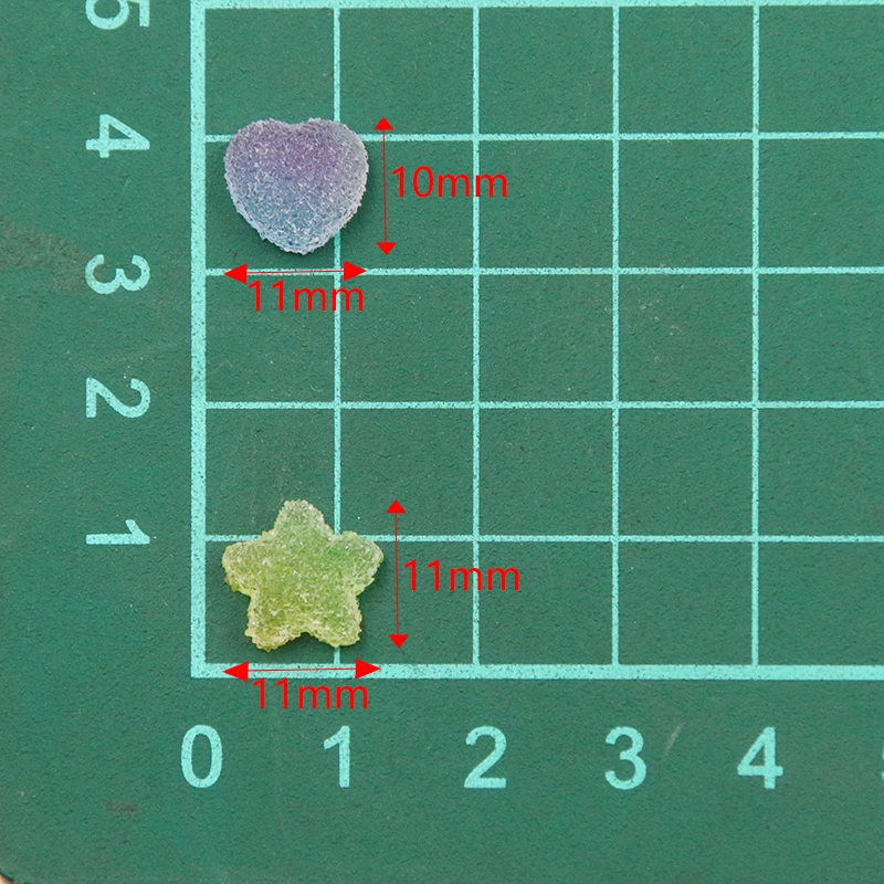 50Pcs Resin Emulation Candy Five-Pointed Star Heart DIY Cream Glue Patch Phone Shell Arts Kids Hair Accessories Materials