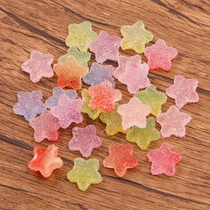 50Pcs Resin Emulation Candy Five-Pointed Star Heart DIY Cream Glue Patch Phone Shell Arts Kids Hair Accessories Materials