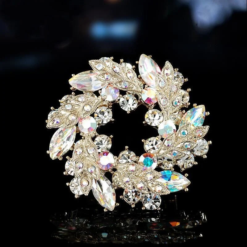 women's round brooch simple wreath buckle pin corsage accessories